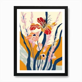 Colourful Flower Illustration Flax Flower 2 Art Print