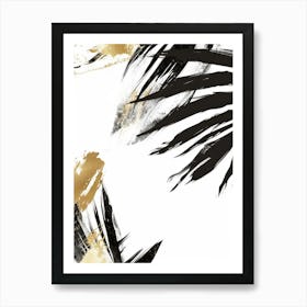 Gold And Black Palm Leaves 6 Art Print