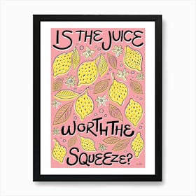 Lemon Squeeze Kitchen/Dining Art Print Pink Art Print