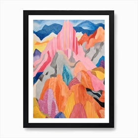 Mount Olympus Greece 3 Colourful Mountain Illustration Art Print