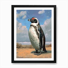 African Penguin Salisbury Plain Oil Painting 2 Art Print