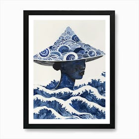 Blue Hat 2 Art Print