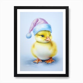 Christmas Hat Duckling 3 Art Print