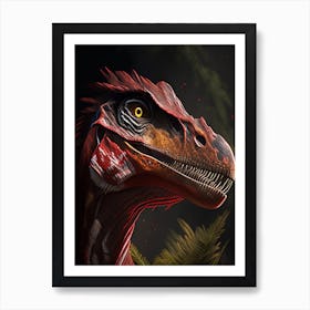 Velociraptor Illustration Dinosaur Art Print