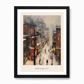 Vintage Winter Painting Poster New York City Usa 1 Art Print