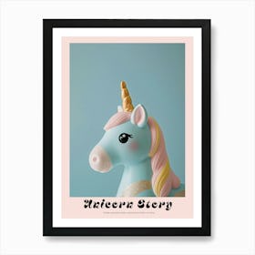 Pastel Blue Toy Unicorn Portrait Poster Art Print