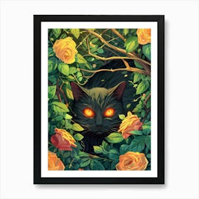 Black Cat In The Forest 5 Art Print