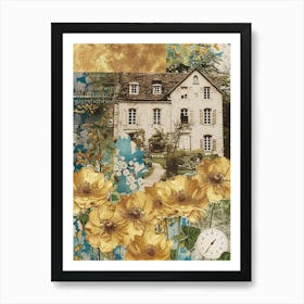 Dried Flowers Scrapbook Collage Cottage 4 Art Print