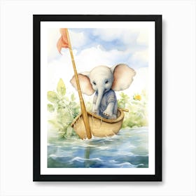 Elephant Painting Sailing Watercolour 2 Art Print