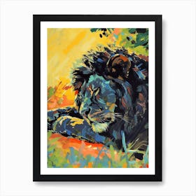 Black Lion Resting In The Sun Fauvist Painting 3 Art Print