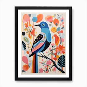 Colourful Scandi Bird Bluebird 2 Art Print