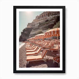 Postiano Sunbeds Summer Vintage Photography Art Print