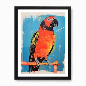 Parrot, Woodblock Animal  Drawing 3 Art Print