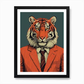 Tiger Illustrations Wearing A Business Suite 2 Art Print