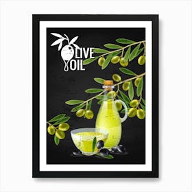 Olive Oil And Olive Branches - olives poster, kitchen wall art Art Print