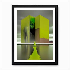 Woman In A Green Building Art Print