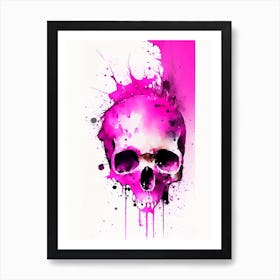 Skull With Splatter Effects Pink Matisse Style Art Print