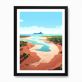 Whitehaven Beach, Australia, Flat Illustration 4 Art Print