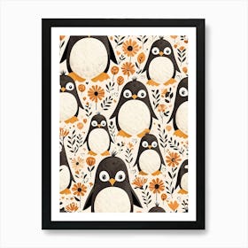 Floral Cute Baby Penguin Nursery (3) Art Print