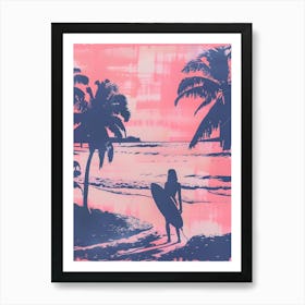 Surfer At Sunset 2 Art Print