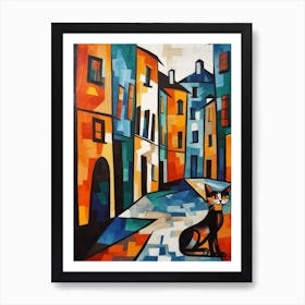 Painting Of Vienna With A Cat In The Style Of Cubism, Picasso Style 3 Art Print