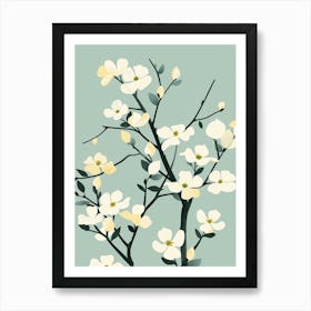 Dogwood Tree Flat Illustration 3 Art Print