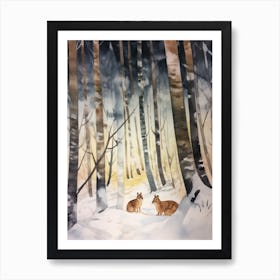 Winter Watercolour Chipmunk 4 Art Print