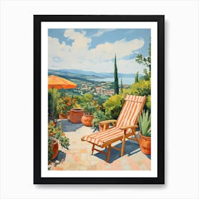 Sun Lounger By The Pool In Sicily Italy Art Print