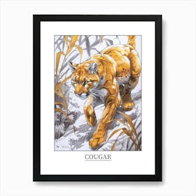 Cougar Precisionist Illustration 1 Poster Art Print