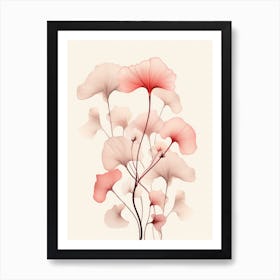 Pink Ginkgo Leaves Art Print