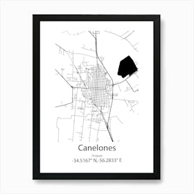 Canelones,Uruguay Minimalist Map Art Print