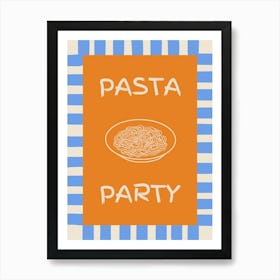 Pasta Party Orange & Blue Poster Art Print