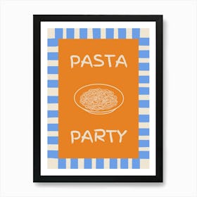 Pasta Party Orange & Blue Poster Affiche