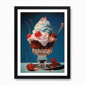 Ice Cream Sundae Vintage Cookbook Style 2 Art Print