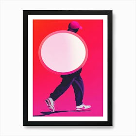 Man Walking With A White Circle Art Print