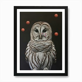 Owl With Red Dots Art Print