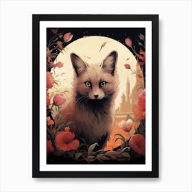 Kit Fox Moon Illustration 2 Poster