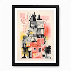 A House In Amsterdam, Abstract Risograph Style 3 Art Print