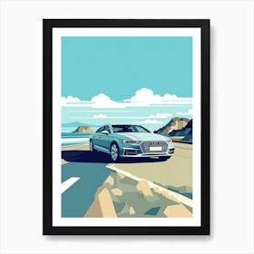 A Audi A4 In Causeway Coastal Route Illustration 2 Art Print