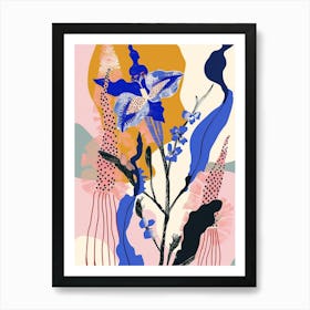 Colourful Flower Illustration Delphinium 4 Art Print