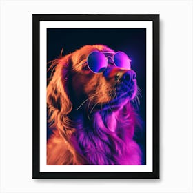 Beautiful Dog Under Neon Lights 8 Art Print