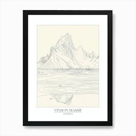 Vinson Massif Antarctica Line Drawing 7 Poster Art Print