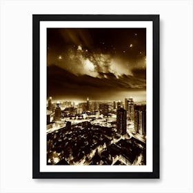 Skyline At Night 1 Art Print