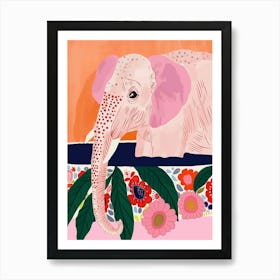 Elephant Spa Day Art Print