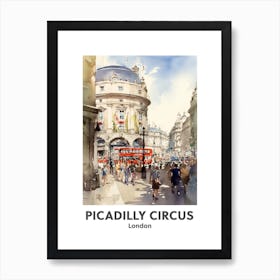 Piccadilly Circus, London 3 Watercolour Travel Poster Art Print