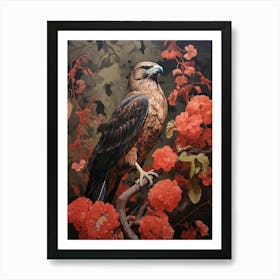 Dark And Moody Botanical Red Tailed Hawk 2 Art Print