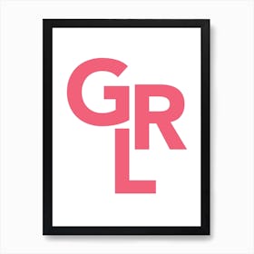 Girl typography in pink Art Print