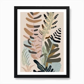 Polypody Fern Wildflower Modern Muted Colours 1 Art Print