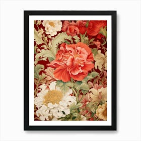 Red Flowers On A Red Background Art Print