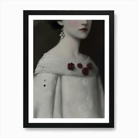 Dark Gothic Lady In White 1 Art Print